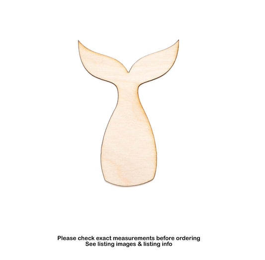 Mermaid Tail Blank Wood Cutout - Laser Cut Unfinished Craft Shape - Multiple Sizes