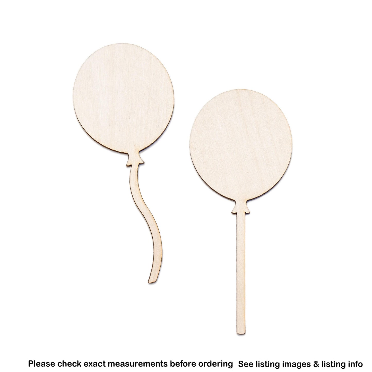 Balloon With String Wood Cutout - Laser Cut Unfinished Craft Shape - Multiple Sizes