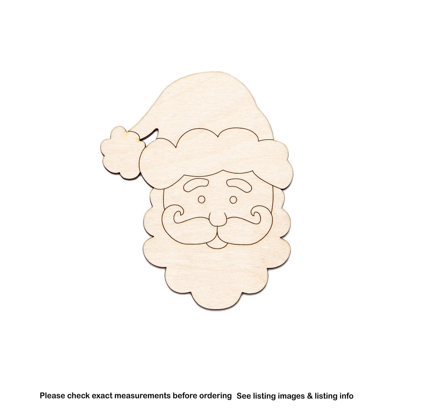 Santa Claus Head Wood Cutout - Laser Cut Unfinished Craft Shape - Multiple Sizes