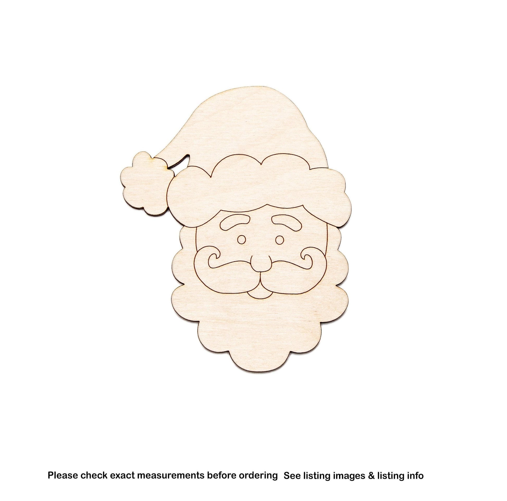 Santa Claus Head Wood Cutout - Laser Cut Unfinished Craft Shape - Multiple Sizes