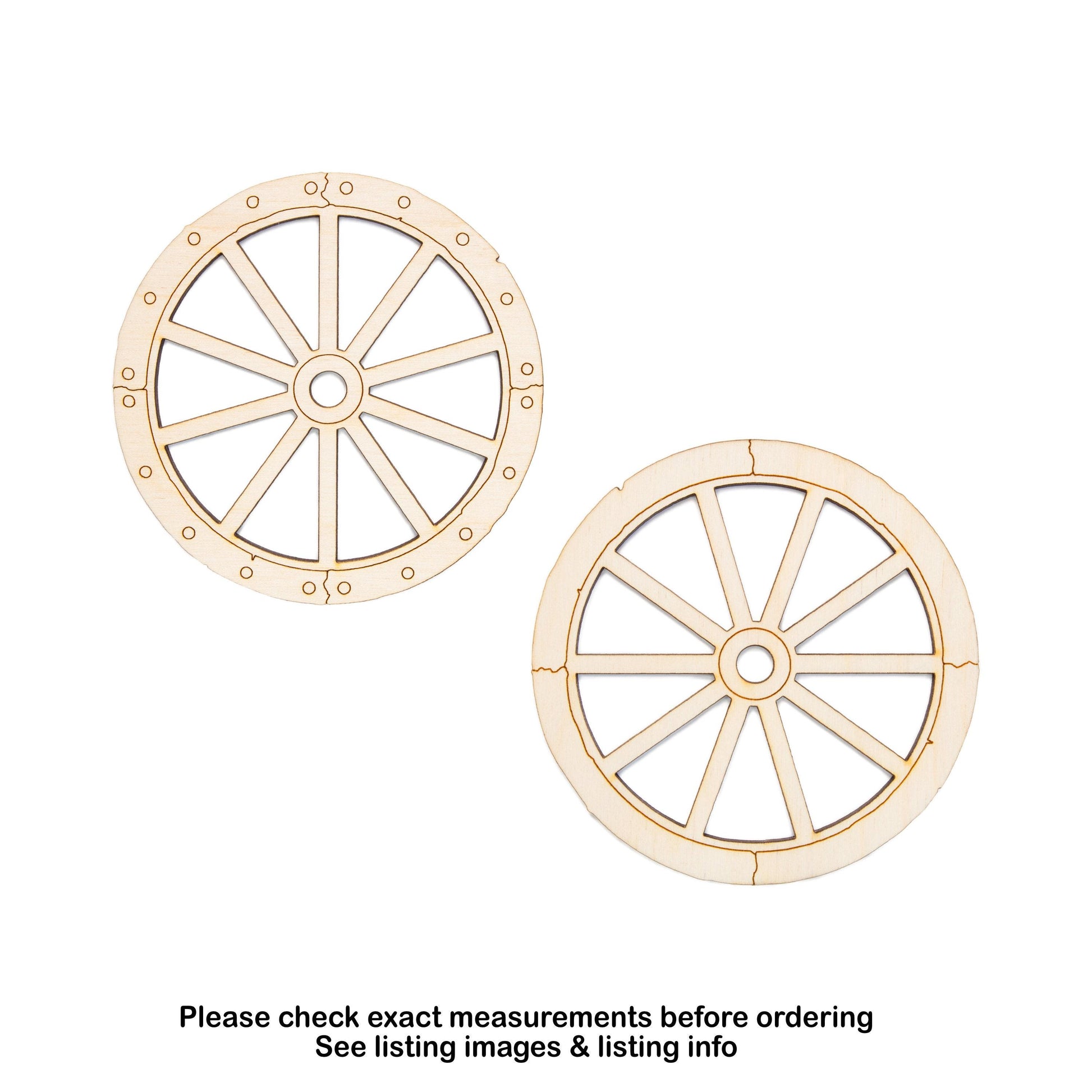 Wagon Wheel Wood Cutout - Laser Cut Unfinished Craft Shape - Multiple Sizes