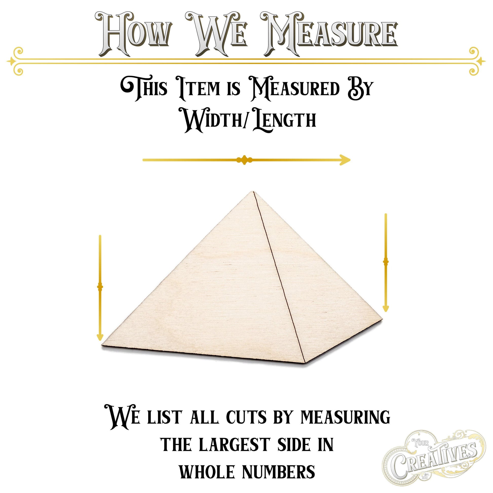 Single Pyramid Wood Cutout - Laser Cut Unfinished Craft Shape - Multiple Sizes
