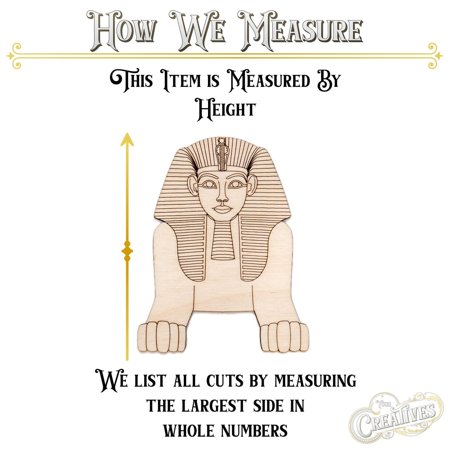 Sphinx Egyptian Detailed Wood Cutout - Laser Cut Unfinished Craft Shape - Multiple Sizes