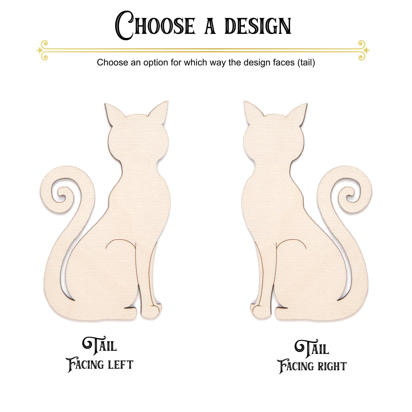 Sitting Cat Wood Cutout - Laser Cut Unfinished Craft Shape - Multiple Sizes