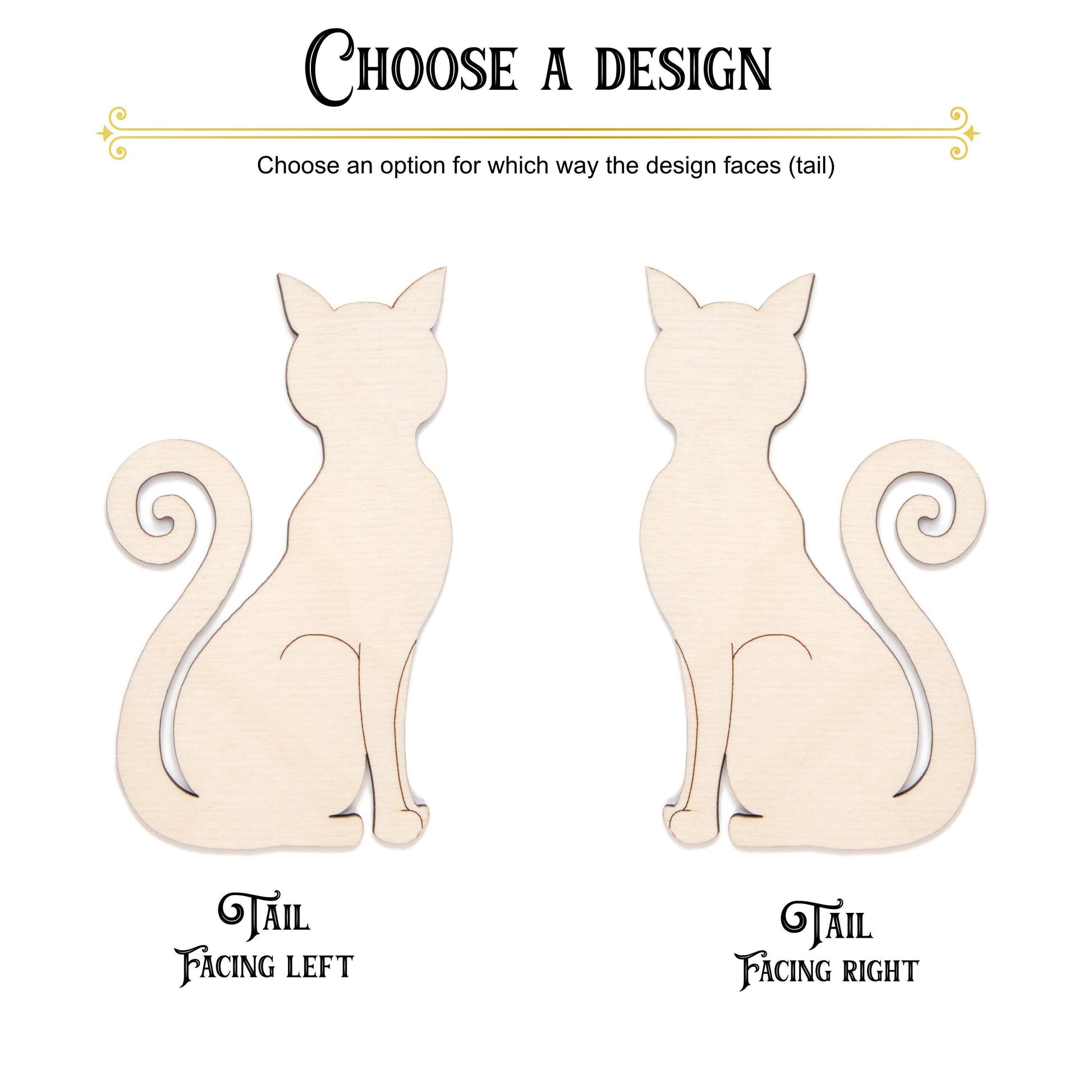 Sitting Cat Wood Cutout - Laser Cut Unfinished Craft Shape - Multiple Sizes