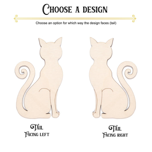 Sitting Cat Wood Cutout - Laser Cut Unfinished Craft Shape - Multiple Sizes