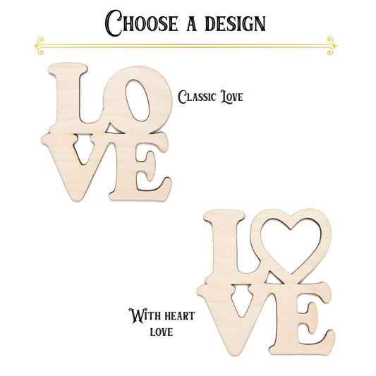 Love Word Stacked Wood Cutout - Laser Cut Unfinished Craft Shape - Multiple Sizes