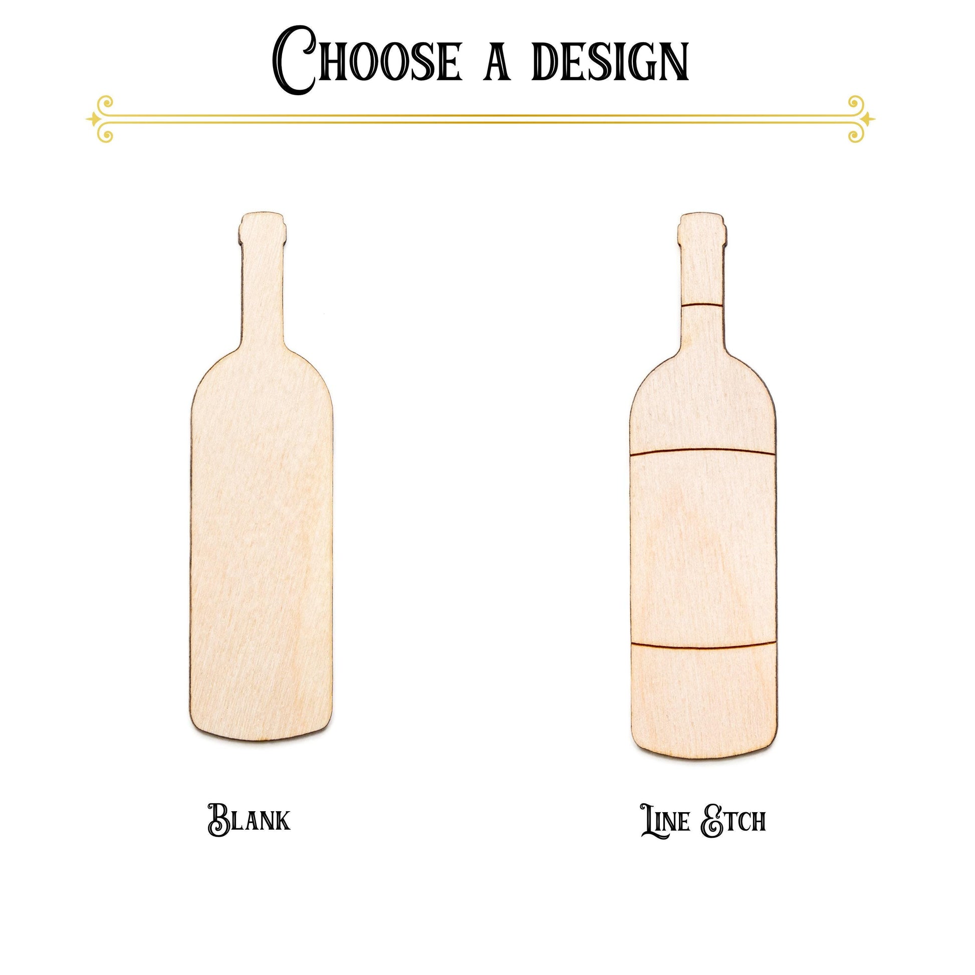 Wine Bottle Wood Cutout - Laser Cut Unfinished Craft Shape - Multiple Sizes