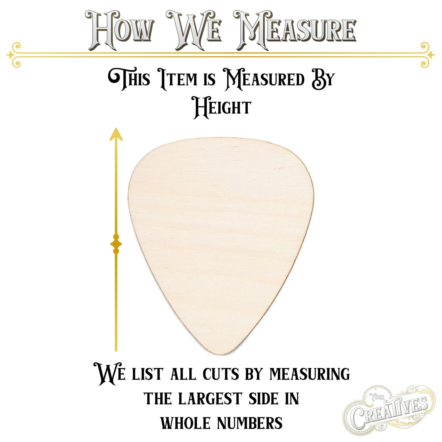 Guitar Pick Blank Wood Cutout - Laser Cut Unfinished Craft Shape - Multiple Sizes