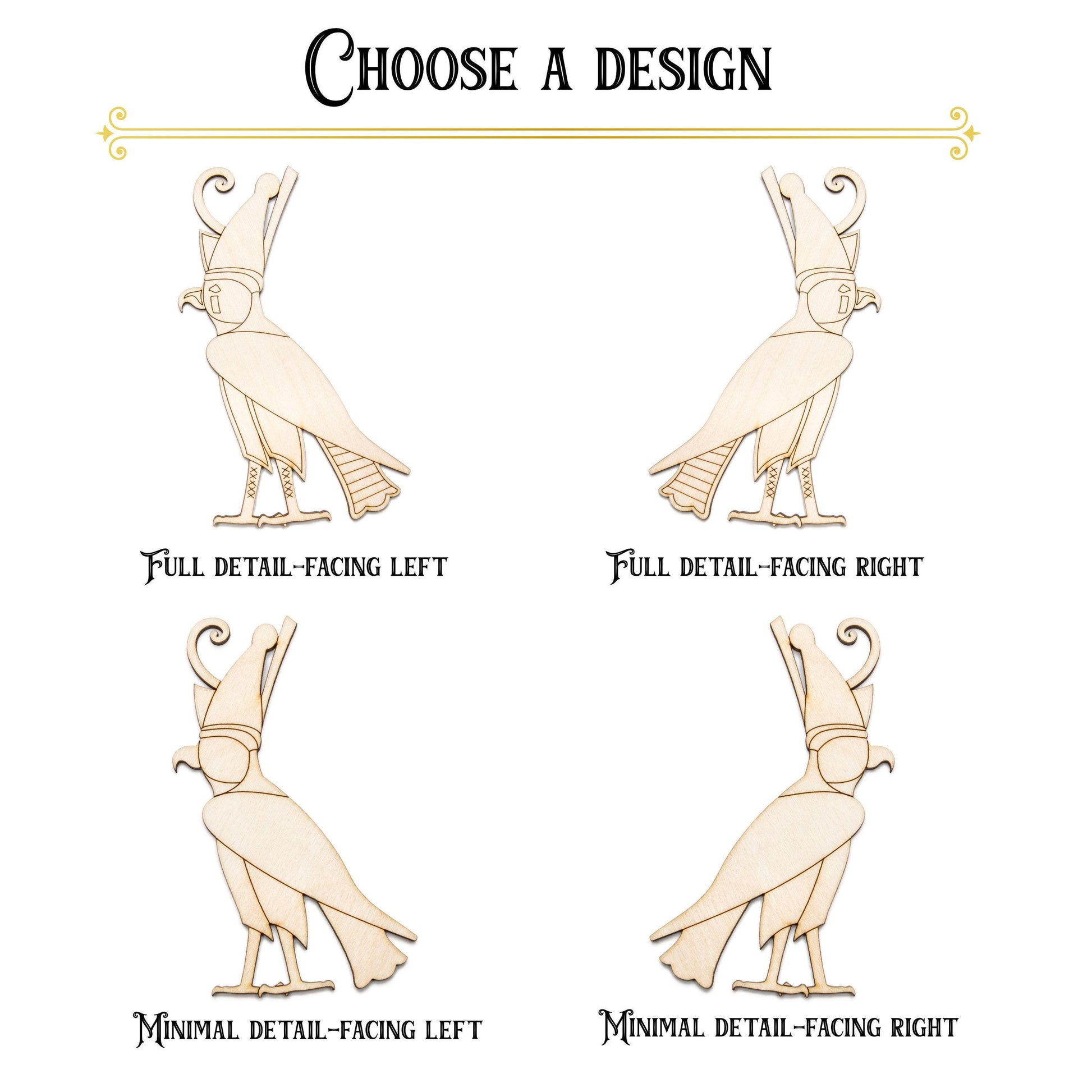 Egyptian Falcon Wood Cutout - Laser Cut Unfinished Craft Shape - Multiple Sizes