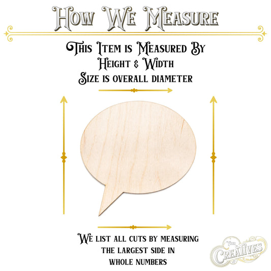 Basic Round Speech Bubble Wood Cutout - Laser Cut Unfinished Craft Shape - Multiple Sizes