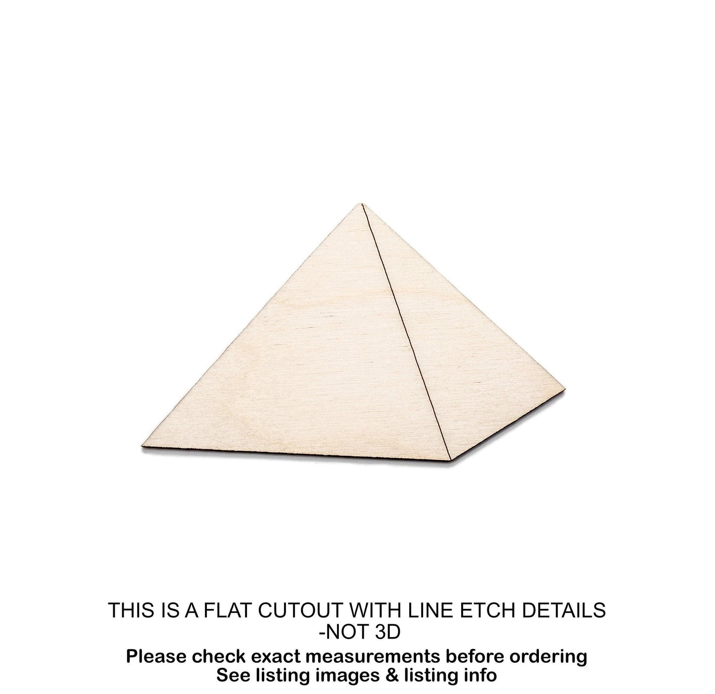 Single Pyramid Wood Cutout - Laser Cut Unfinished Craft Shape - Multiple Sizes