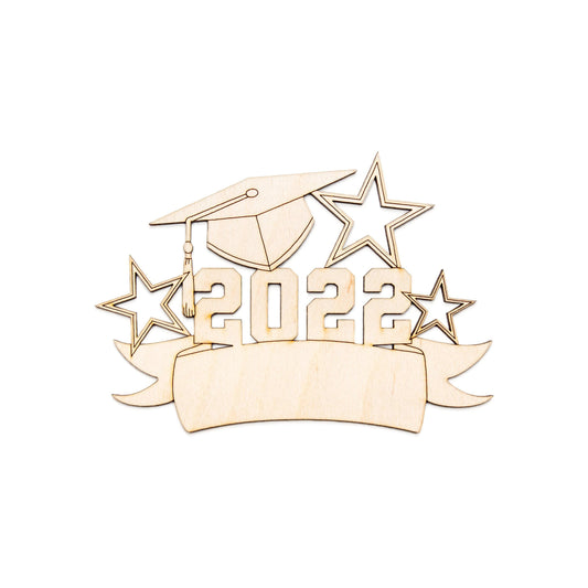 Custom Graduation Banner With Stars Wood Cutout - Laser Cut Unfinished Craft Shape - Multiple Sizes