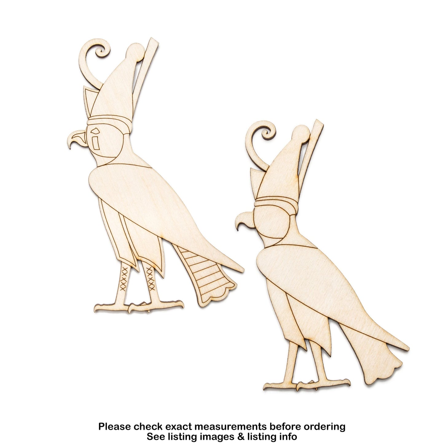 Egyptian Falcon Wood Cutout - Laser Cut Unfinished Craft Shape - Multiple Sizes
