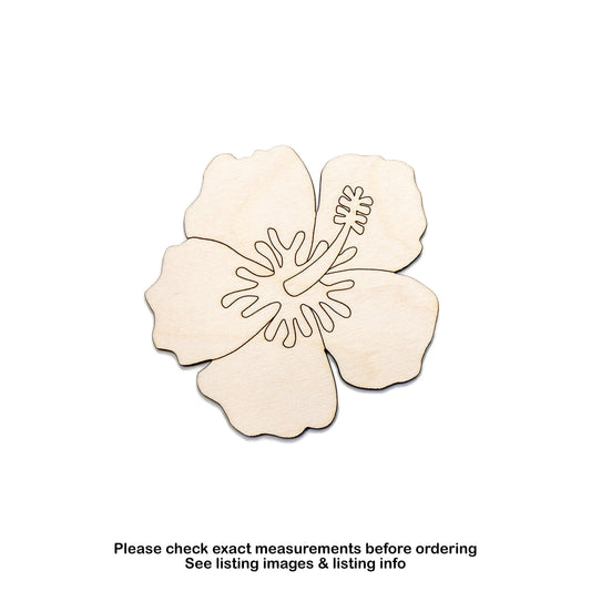 Tropical Flower Hibiscus Detailed Wood Cutout - Laser Cut Unfinished Craft Shape - Multiple Sizes