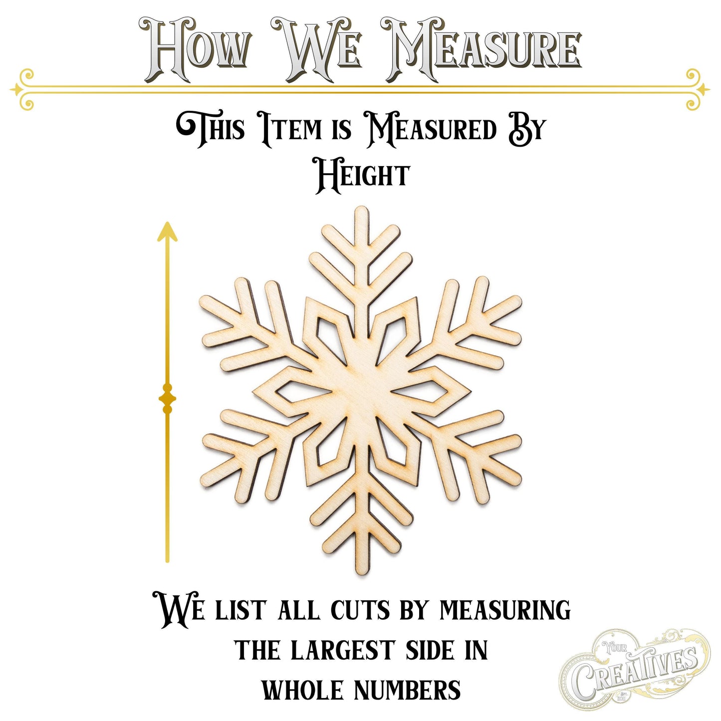 Snowflake Wood Cutout - Laser Cut Unfinished Craft Shape - Multiple Sizes