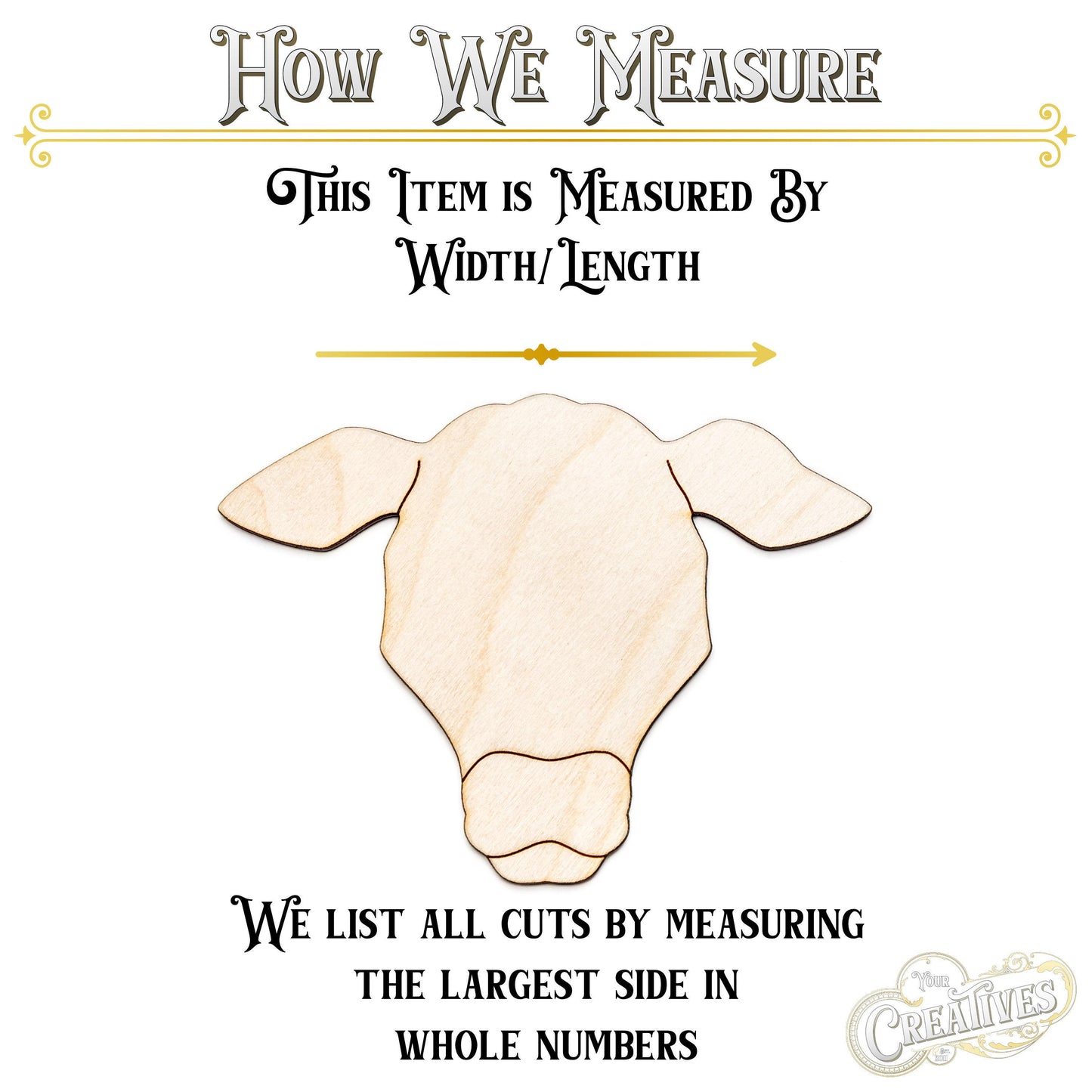 Cow Head Blank Wood Cutout - Laser Cut Unfinished Craft Shape - Multiple Sizes