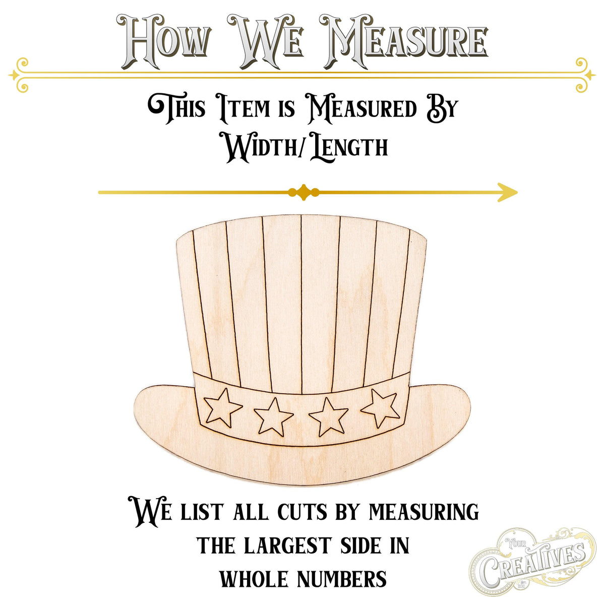 Patriotic Top Hat Wood Cutout - Laser Cut Unfinished Craft Shape - Multiple Sizes