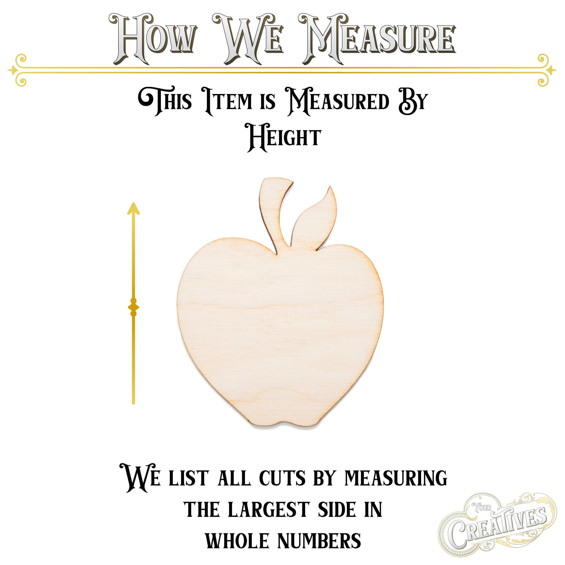 Apple Wood Cutout - Laser Cut Unfinished Craft Shape - Multiple Sizes