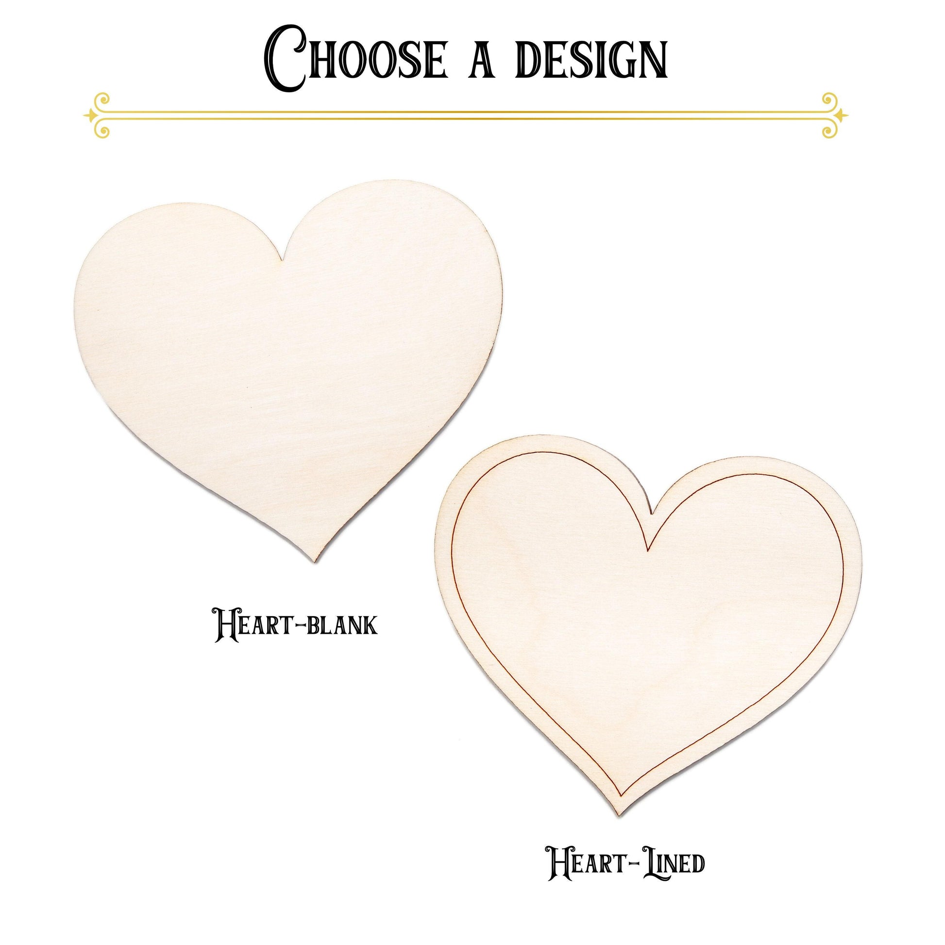 Heart Wood Cutout - Laser Cut Unfinished Craft Shape - Multiple Sizes