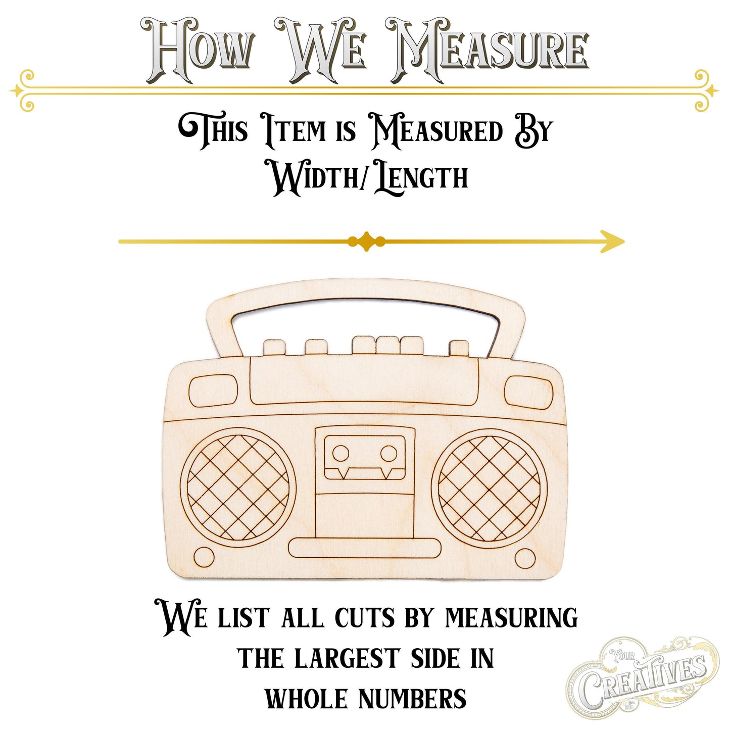 Retro Boombox Detailed Wood Cutout - Laser Cut Unfinished Craft Shape - Multiple Sizes