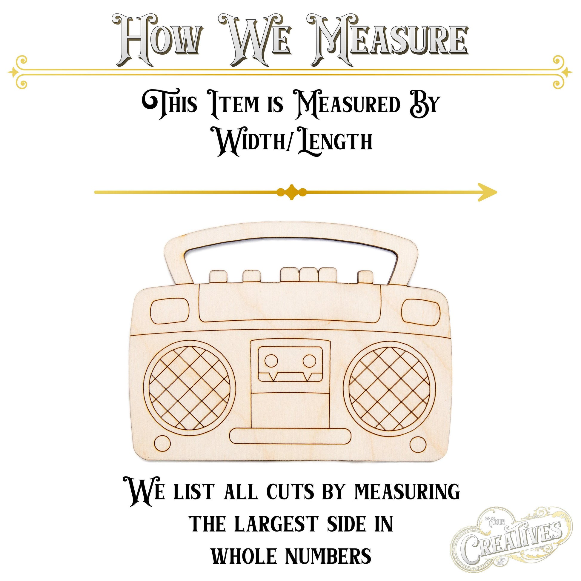 Retro Boombox Detailed Wood Cutout - Laser Cut Unfinished Craft Shape - Multiple Sizes