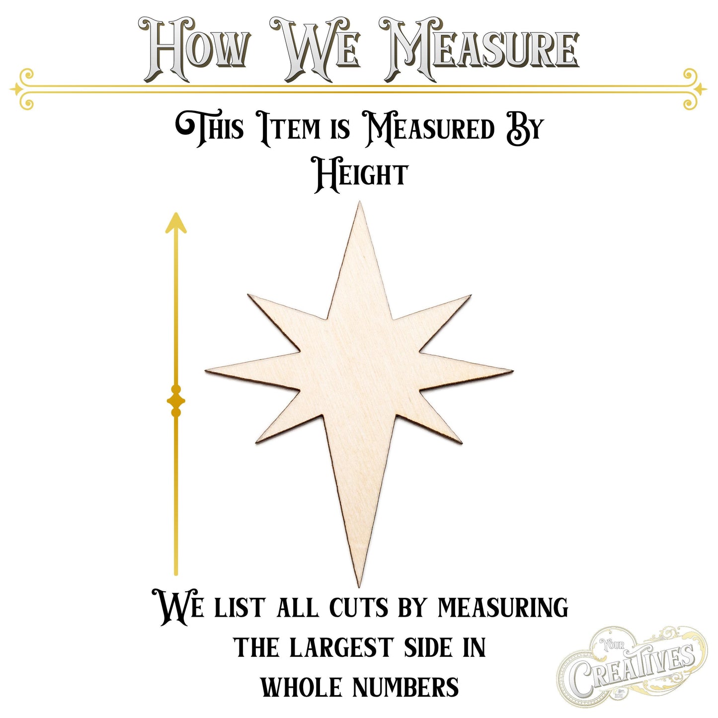 North Star Blank Wood Cutout - Laser Cut Unfinished Craft Shape - Multiple Sizes