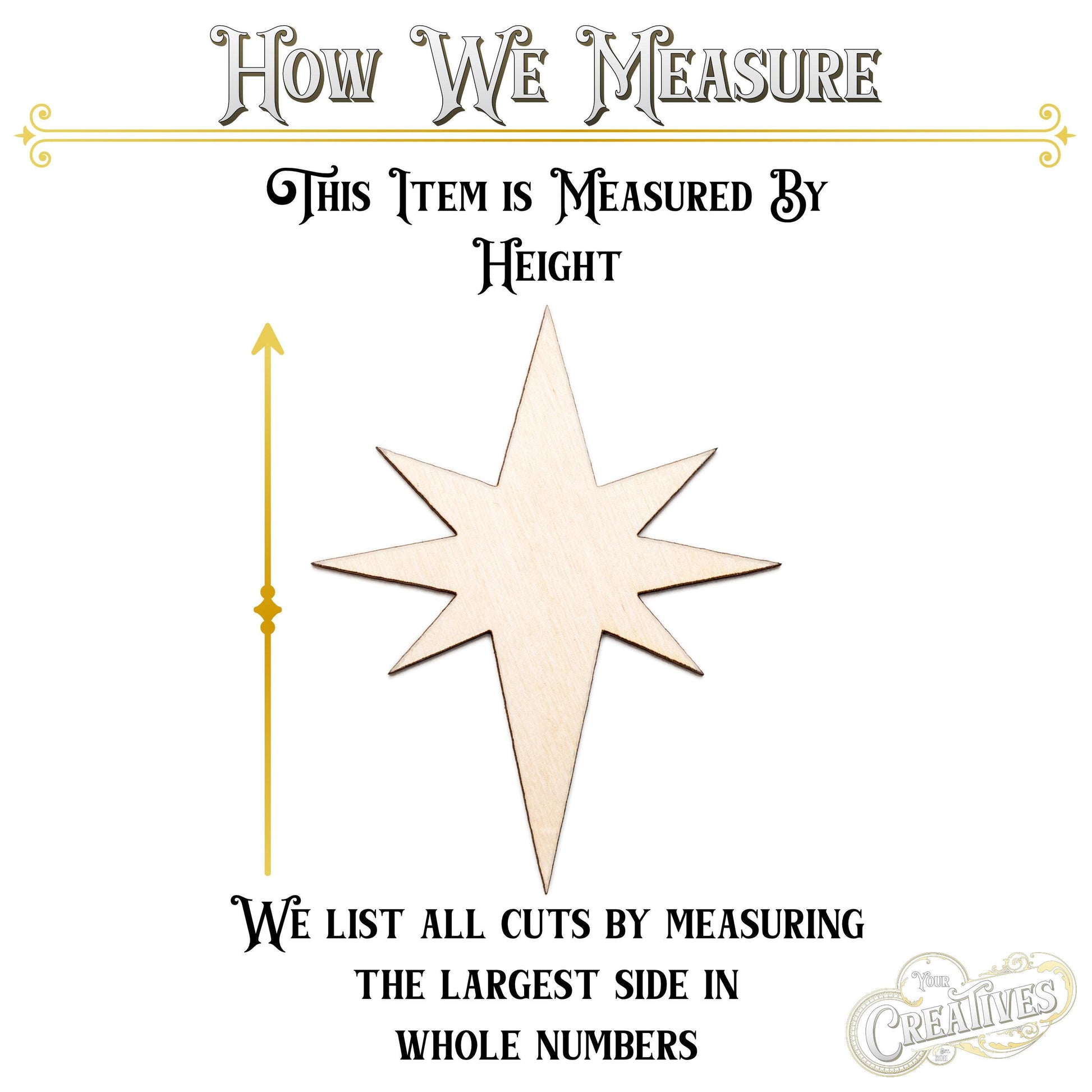 North Star Blank Wood Cutout - Laser Cut Unfinished Craft Shape - Multiple Sizes