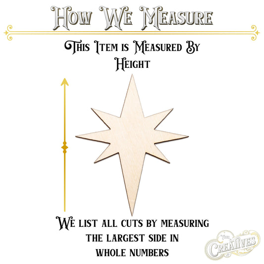 North Star Blank Wood Cutout - Laser Cut Unfinished Craft Shape - Multiple Sizes