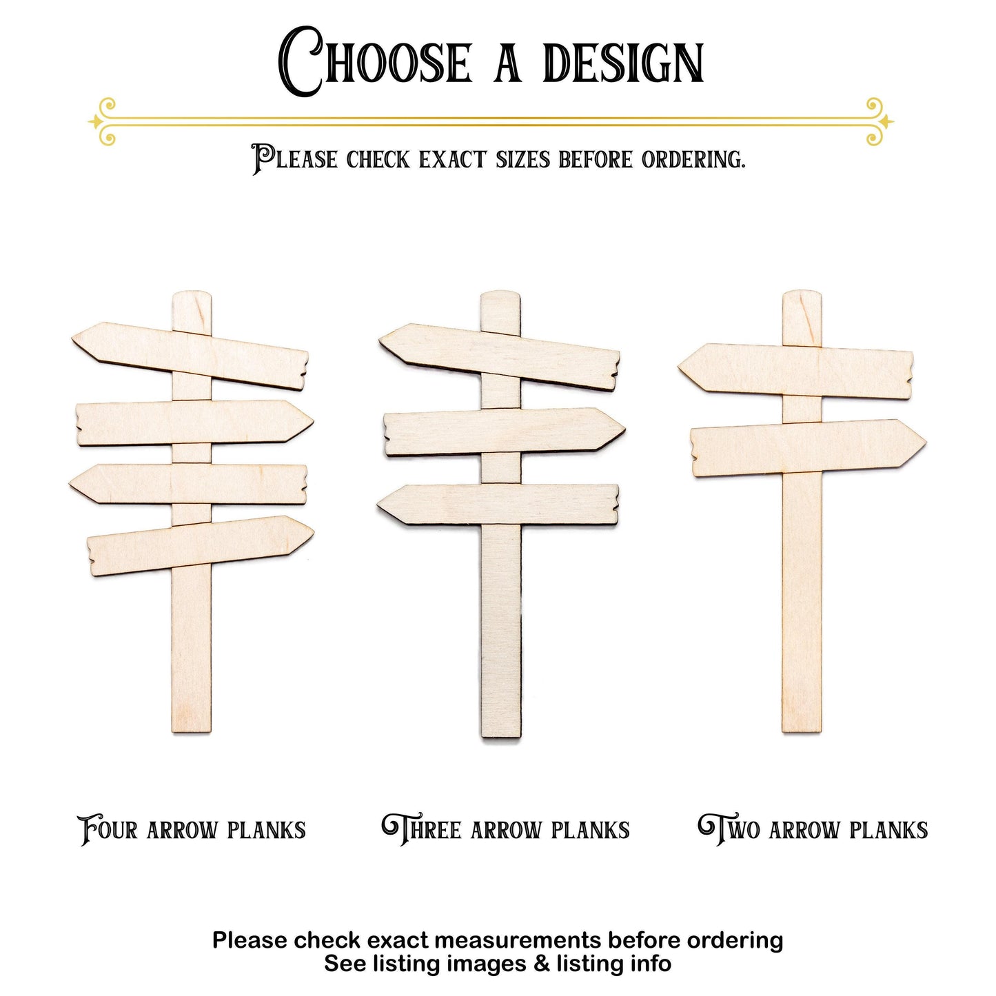 Arrow Planks Sign Post Wood Cutout - Laser Cut Unfinished Craft Shape - Multiple Sizes