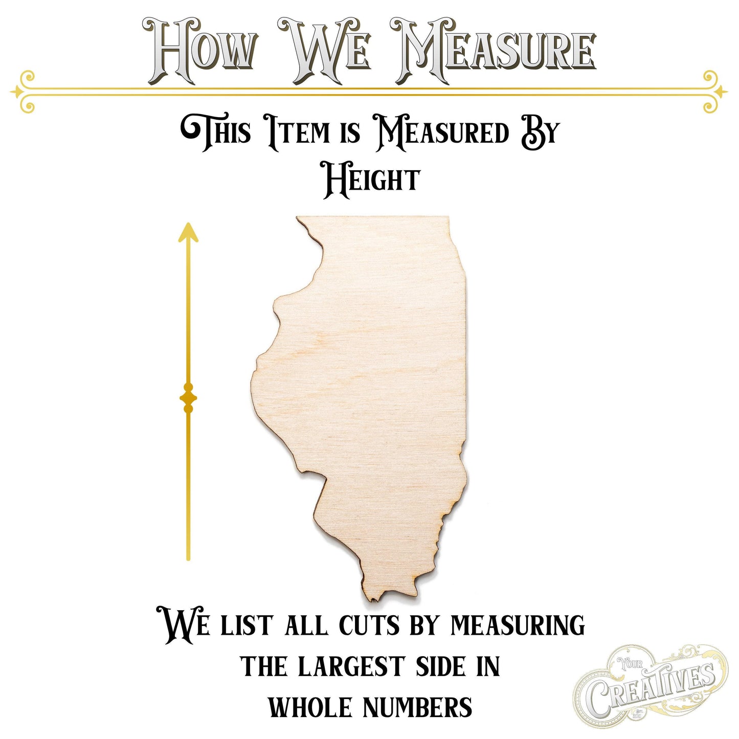 Illinois Wood Cutout - Laser Cut Unfinished Craft Shape - Multiple Sizes