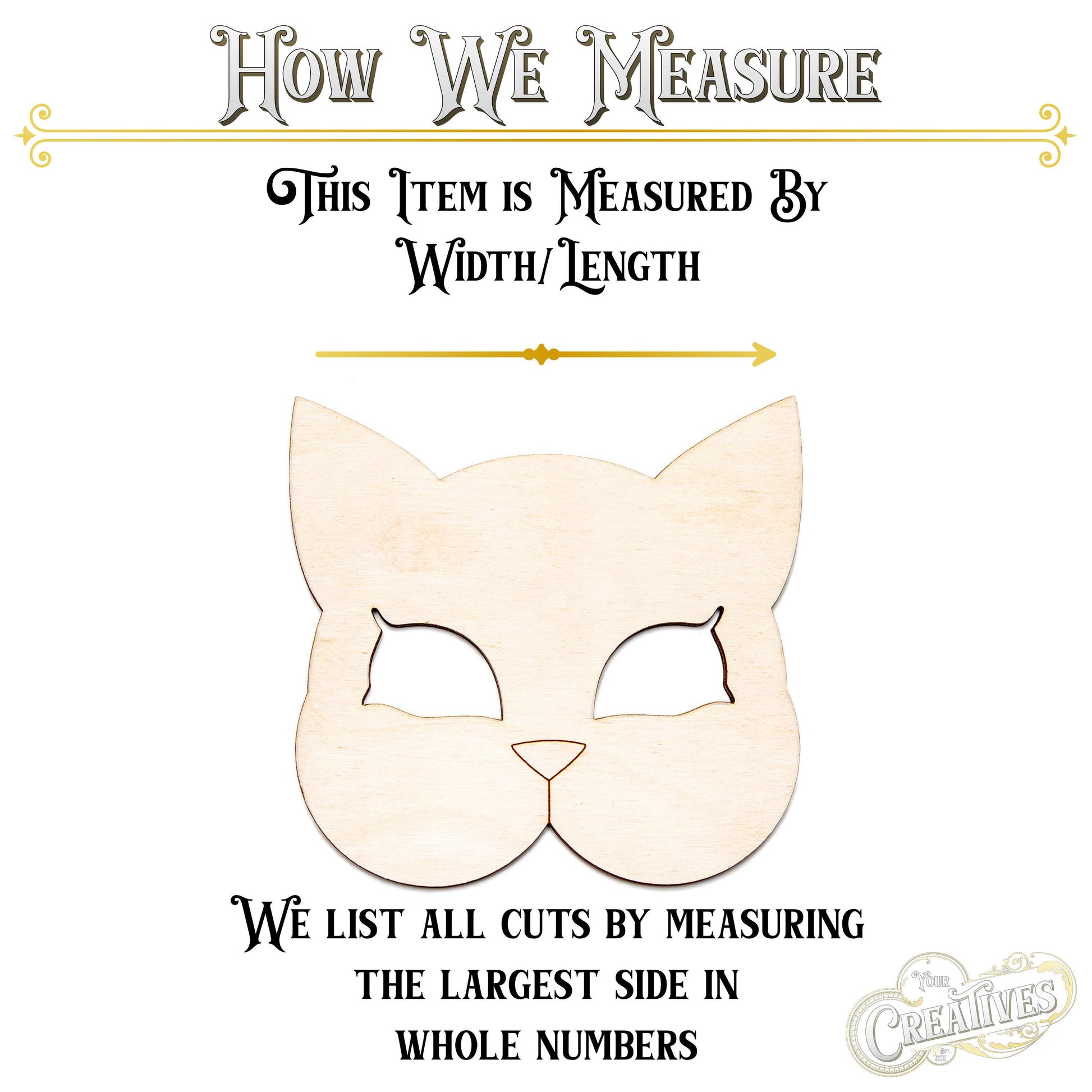 Cat Masquerade Mask Wood Cutout - Laser Cut Unfinished Craft Shape - Multiple Sizes