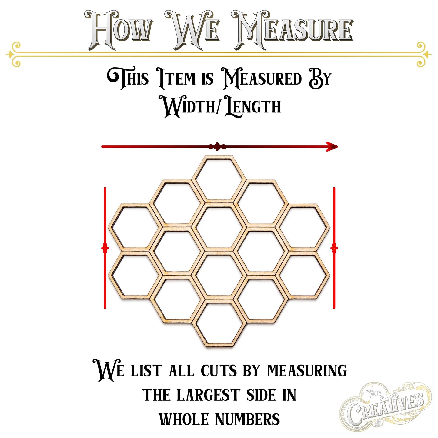 Honeycomb Detailed Wood Cutout - Laser Cut Unfinished Craft Shape - Multiple Sizes