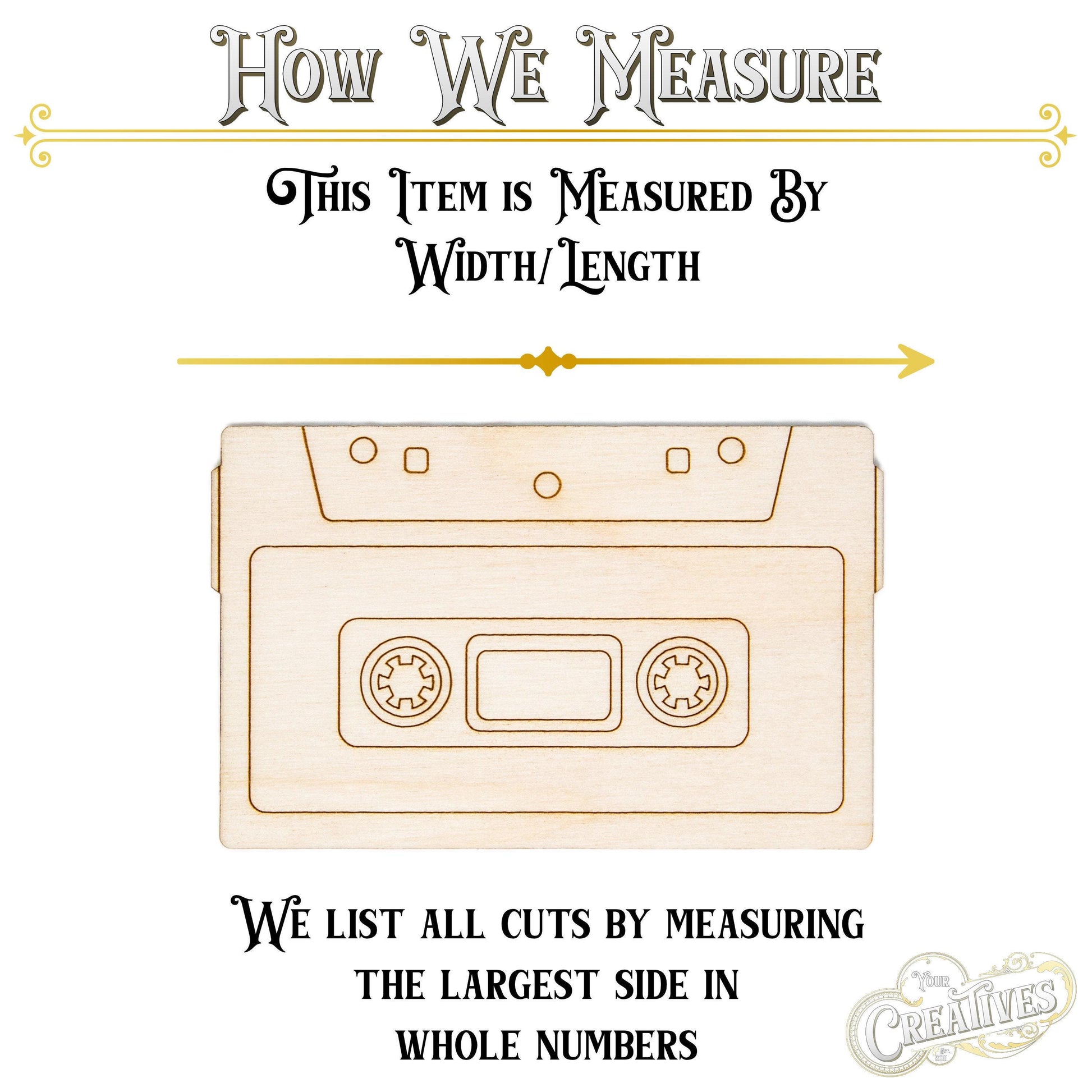 Cassette Tape Wood Cutout - Laser Cut Unfinished Craft Shape - Multiple Sizes