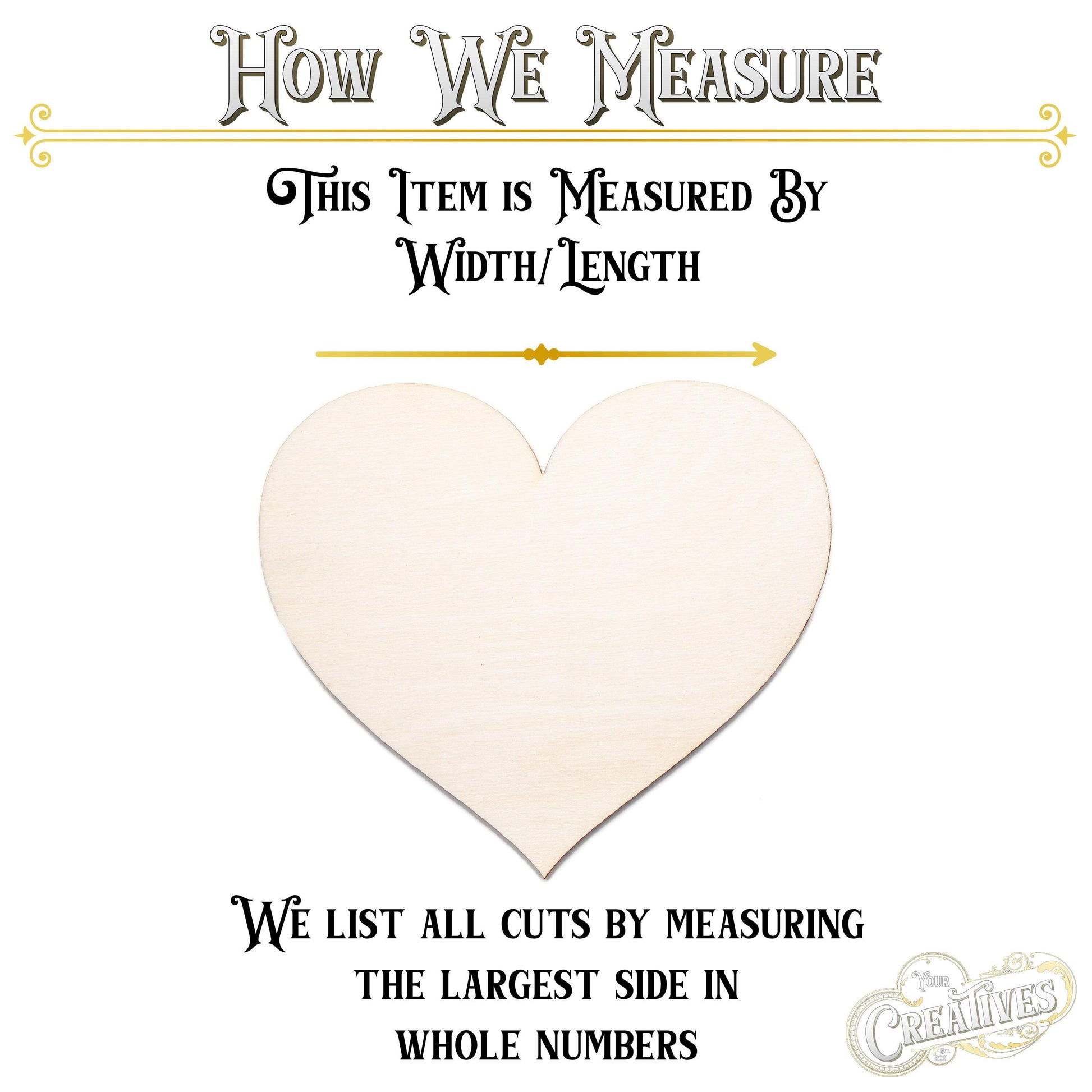 Heart Wood Cutout - Laser Cut Unfinished Craft Shape - Multiple Sizes