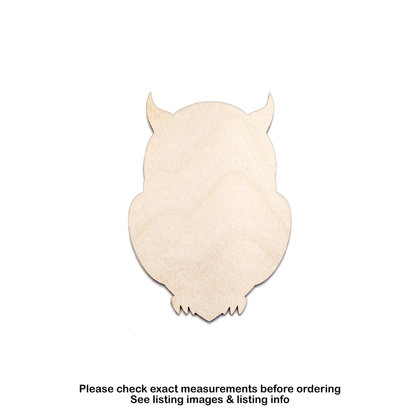 Owl Blank Shape Wood Cutout - Laser Cut Unfinished Craft Shape - Multiple Sizes