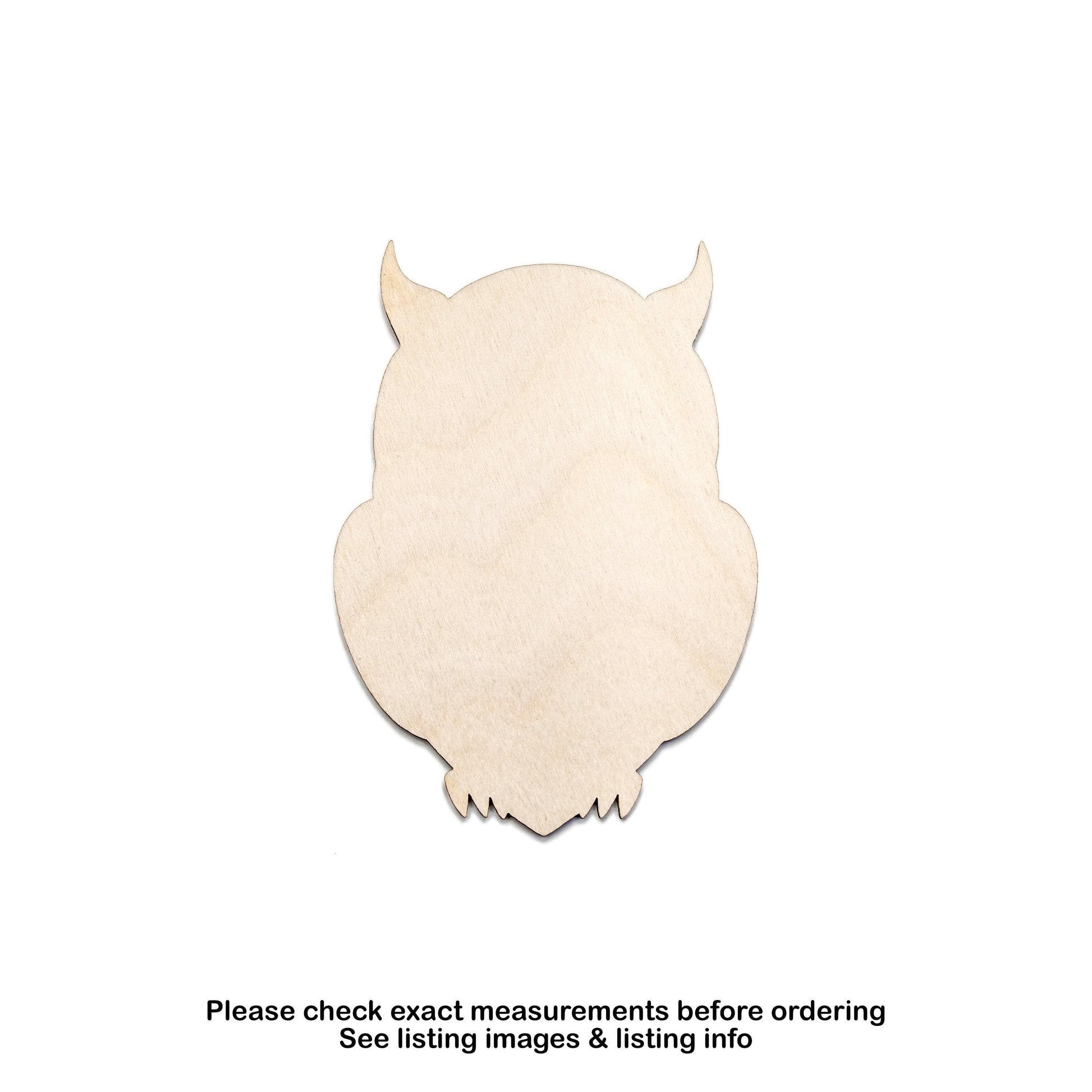 Owl Blank Shape Wood Cutout - Laser Cut Unfinished Craft Shape - Multiple Sizes