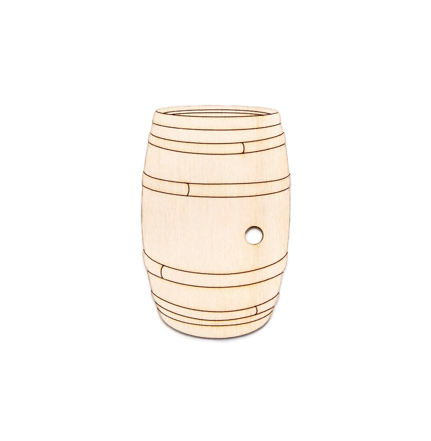 Minimal Barrel Detailed Wood Cutout - Laser Cut Unfinished Craft Shape - Multiple Sizes