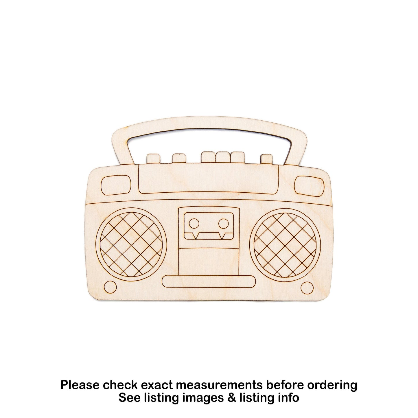 Retro Boombox Detailed Wood Cutout - Laser Cut Unfinished Craft Shape - Multiple Sizes