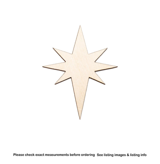 North Star Blank Wood Cutout - Laser Cut Unfinished Craft Shape - Multiple Sizes