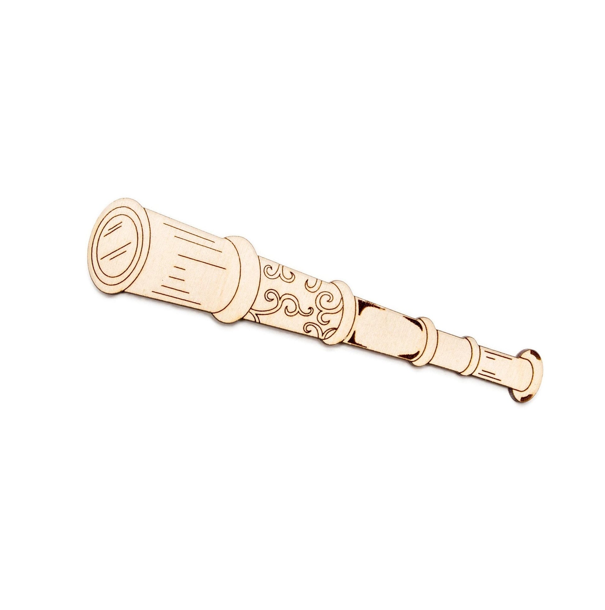 Pirate Telescope Wood Cutout - Laser Cut Unfinished Craft Shape - Multiple Sizes