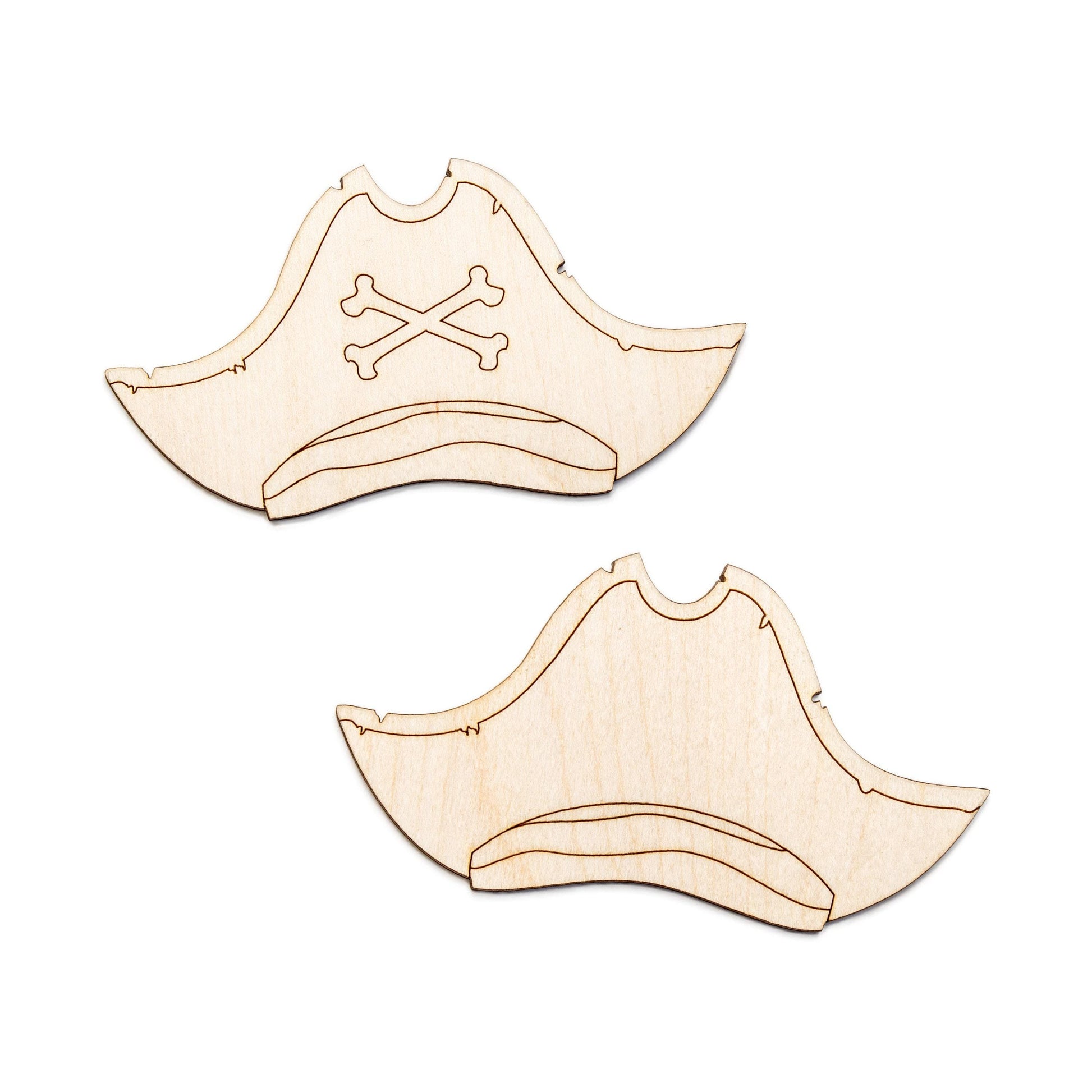 Pirate Hat With Bandana Wood Cutout - Laser Cut Unfinished Craft Shape - Multiple Sizes