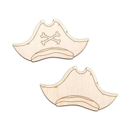Pirate Hat With Bandana Wood Cutout - Laser Cut Unfinished Craft Shape - Multiple Sizes
