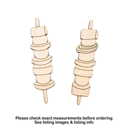 Kabob Detailed Wood Cutout - Laser Cut Unfinished Craft Shape - Multiple Sizes