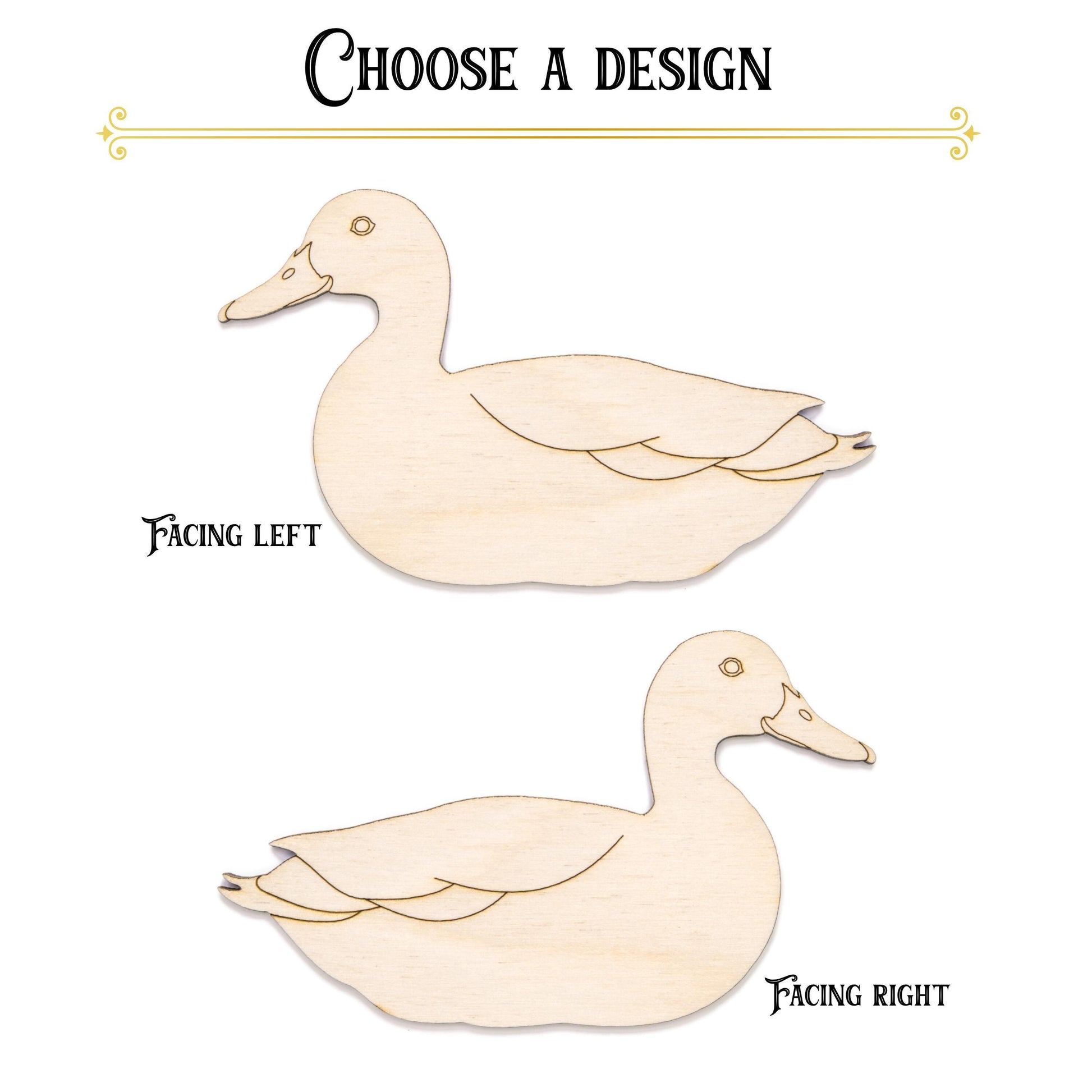 Duck Detailed Wood Cutout - Laser Cut Unfinished Craft Shape - Multiple Sizes