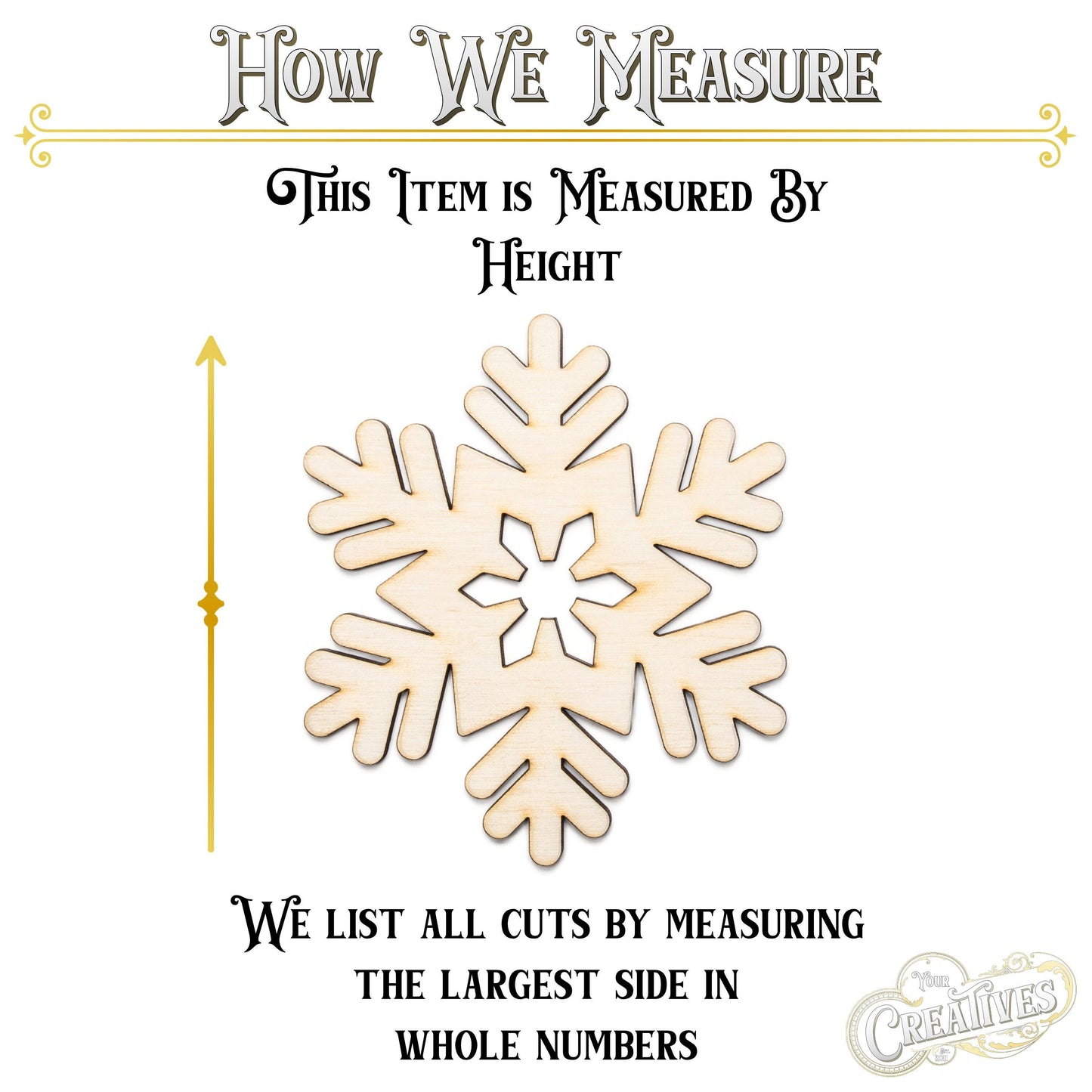Fern Snowflake Wood Cutout - Laser Cut Unfinished Craft Shape - Multiple Sizes