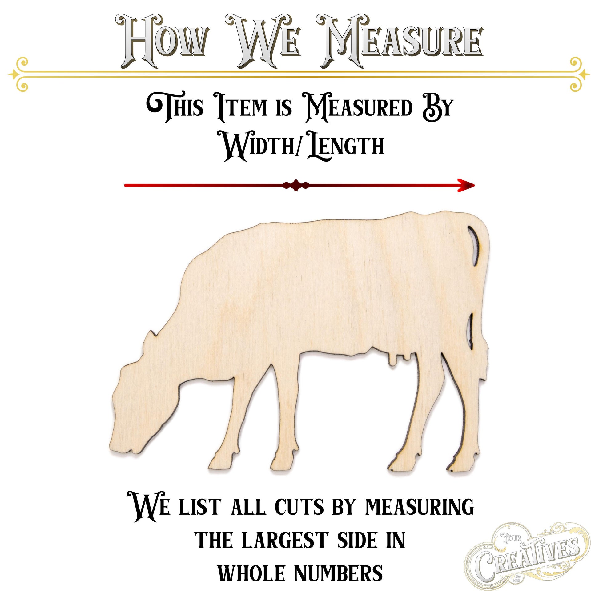 Cow Grazing Blank Wood Cutout - Laser Cut Unfinished Craft Shape - Multiple Sizes