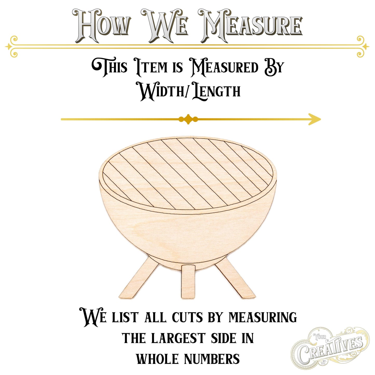 Round BBQ Grill Detailed Wood Cutout - Laser Cut Unfinished Craft Shape - Multiple Sizes
