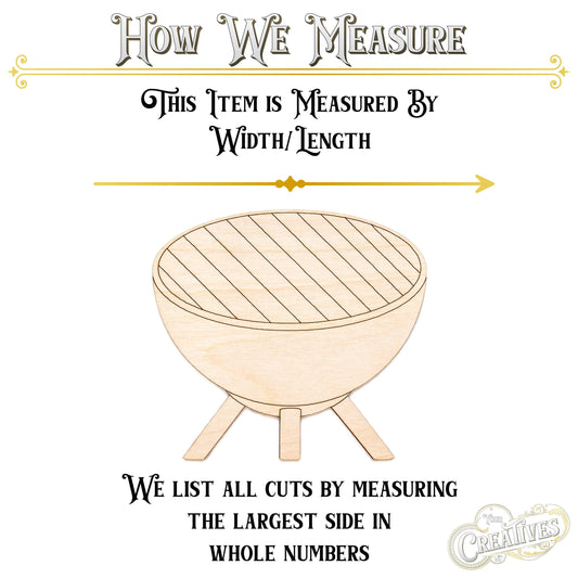 Round BBQ Grill Detailed Wood Cutout - Laser Cut Unfinished Craft Shape - Multiple Sizes