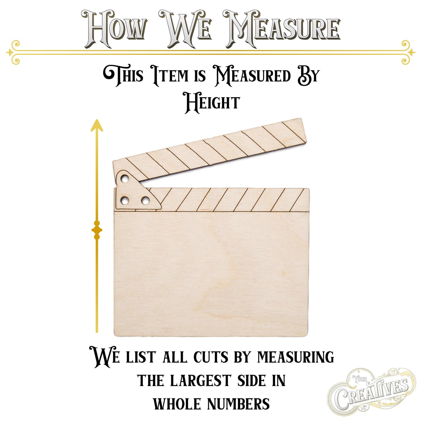 Film Clapper Board Wood Cutout - Laser Cut Unfinished Craft Shape - Multiple Sizes